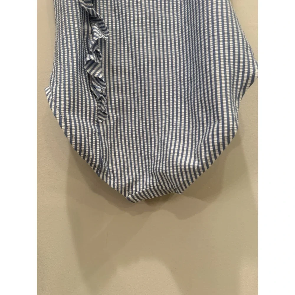 Zara‎ Girls Blue And White Stripped One Piece Swimsuit Size 8-9